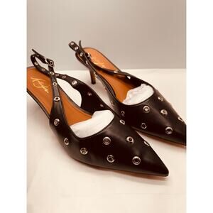 Anteikira Women's Kitten Heel Eyelet Slingback Pointed Toe Low Heel 2" Size 10